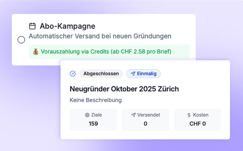 Ansicht der automatischen Kampagnen-Setzung im Adquira Tool