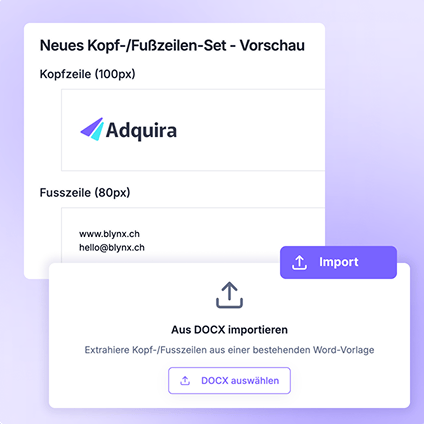 Kopf- und Fusszeilen-Verwaltung im Adquira Tool