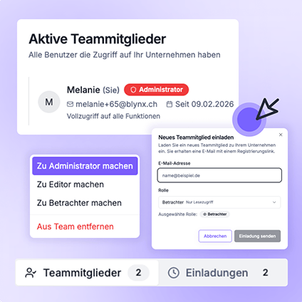 Team- und Rollenverwaltung im Adquira Tool